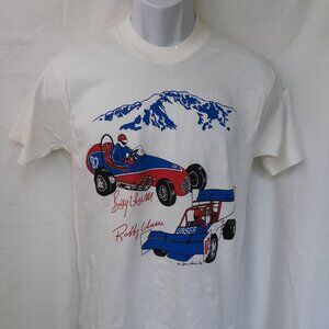 NOS 1992 Robby & Bobby Unser Pikes Peak Race to the Clouds Small White T-Shirt